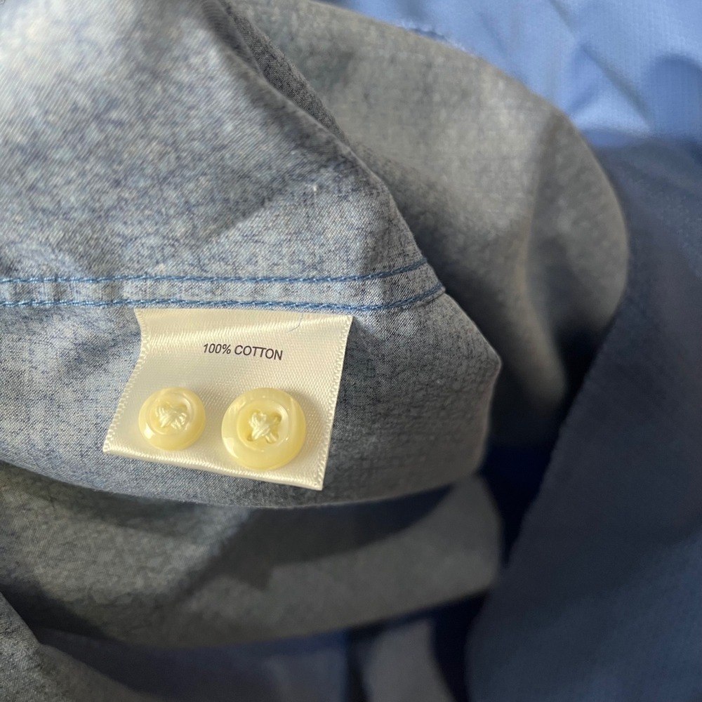 Peter Millar Royal Blue Micro-Pattern Cotton Button-Down Shirt - Picture 9 of 9